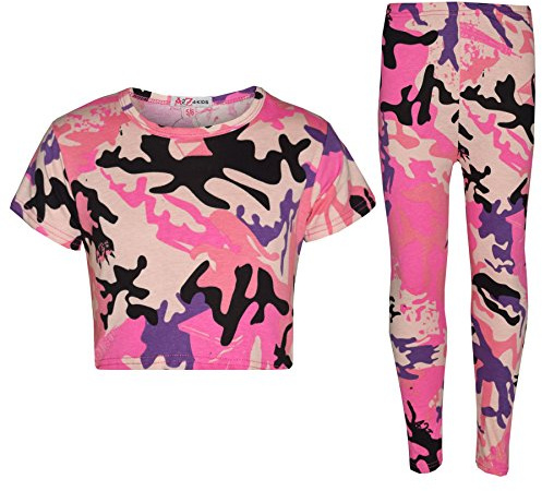 A2Z 4 Kids Girls - A2Z Camo Crop & Legging Baby Pink 7-8