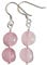 Rose Quartz Double Wire Wrapped Drop Earrings, Sterling Silver Ear Hooks - Wendy's Jewellery