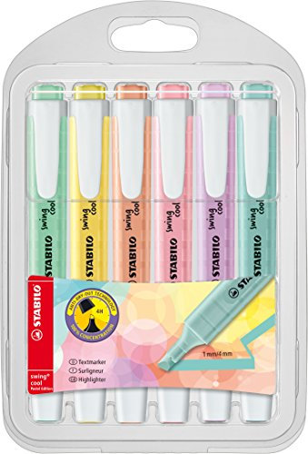 Textmarker - STABILO swing cool Pastel Edition - 6er Pack - 6 Farben