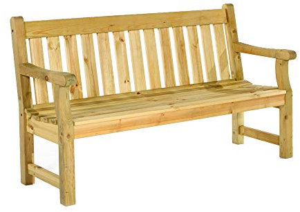 BrackenStyle Darwin Garden Bench - 3 Seat 153cm 5ft Scandinavian Pine Pub Park Seat - Dip Treated and Suitable For 3 People