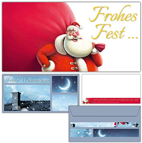 12er Set Weihnachtskarten SANTA CLAUS mit Umschlägen - edle Frohe Weihnachten Karten mit lustiger Karikatur für Privat und Geschäft von BREITENWERK