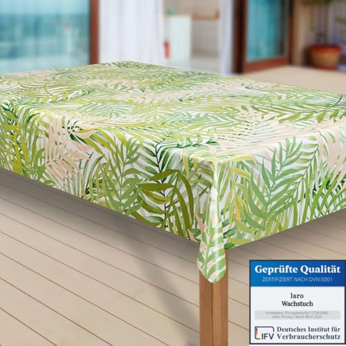 laro Wachstuch-Tischdecke Abwaschbar Garten-Tischdecke Wachstischdecke PVC Plastik-Tischdecken Eckig Meterware Wasserabweisend Abwischbar |40|, Muster:Blumen Bambus grün, Größe:90x90 cm