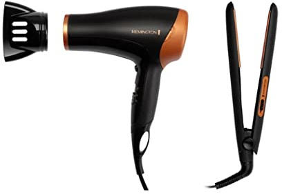 Remington D302gp - Secador de Pelo (2000 W, Placa de Cerámica), Black/Gold