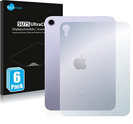 Savvies 6 Stück Schutzfolie für Apple iPad Mini 6 WiFi 2021 (Rückseite, 6 Gen.) Displayschutz-Folie Ultra-Transparent