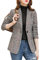 ebossy Damen Notch-Lapel 2-Knopf Boyfriend Blazer Suit – Hahnentritt Karo Jacke Mantel, Z-grau, S