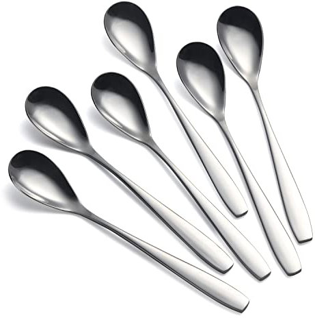 Lot de 6 cuillères à œufs en acier inoxydable - 14 cm - Pour œufs à la coque, dessert, thé, café, crème glacée