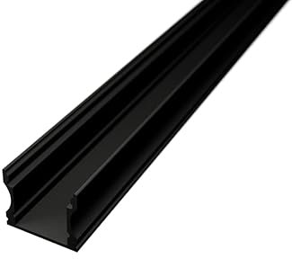 ledomec ALU LED Profil AUFBAU-H. Kühlkörper für LED Streifen, LED Bänder bis max. 12mm. (2m Profil Schwarz,ohne Abdeckung)