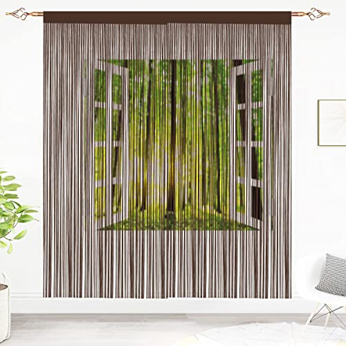 Taiyuhomes String Door Curtains Fly Screen Curtain For Window Decorations Living Room Doorways Crystal Plain Tassel (Coffee2, 90 x 200 cm)
