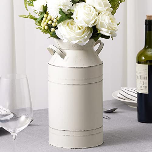 Lata de Leche Grande de Metal galvanizado de 12 Pulgadas de Alto para decoración de Porche Delantero, Jarra de Leche Alta rústica Antigua, jarrón de Suelo, jarrón Vintage para Flores de Campo Antiguo
