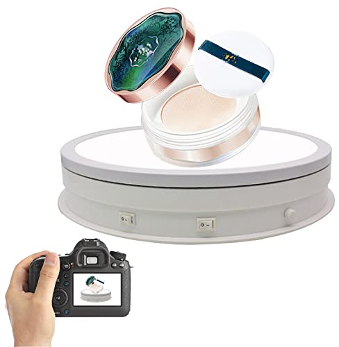 FONOBO Présentoir Rotatif motorisé avec Charge LED de 44 LB, présentoir Rotatif électrique à 360 degrés pour Bijoux d'affichage, modèle,White