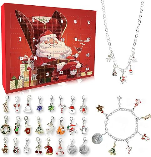 Awutzut Adventskalender 2024 für Mädchen Teenager Kinder Armband mit Halskette Schmuck Weihnachtskalender