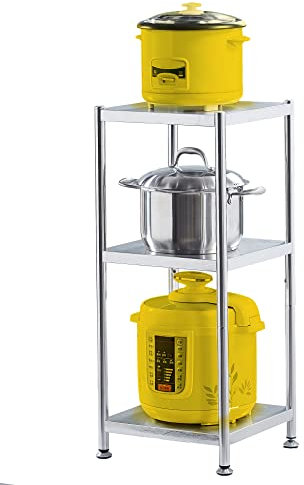 susunnus Edelstahl-Regale, 35,1 cm, 3 Etagen, Eckregal, Lagerregale, schmales Metall, Edelstahl-Regal, Küchenregal für kleine Räume, hohes dünnes Regal