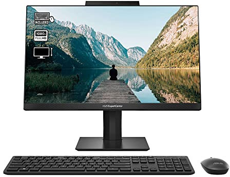 ASUS ExpertCenter E5 21.5” Full HD All-in-One PC with Wireless Keyboard and Mouse (Intel i3-11100B, 8GB RAM, 256GB PCIe SSD, Windows 11) Height & tilt adjustable screen