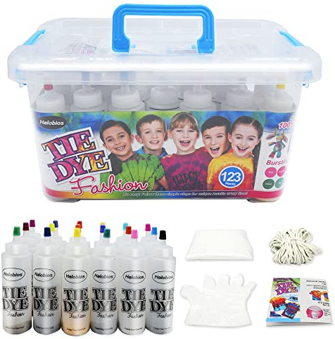 Halobios Batik-Set mit 18 Farben, inklusive allem Zubehör, das perfekte Batik-Bastelset für Kinder zum Färben von Stoffen, Kleidung – kreative Bastelspiele für Kinder und Erwachsene