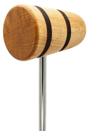 Low Boy Wood Bass Drum Beater - Versatile Mid-Weight Bass Drum Beater with Durable Wood Surface & Aerospace-Grade Steel Rods