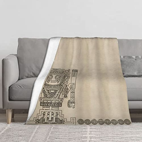 YINGD Flanell-Decken für Bett, Maya und Inka, Tribal Superstition, primitive Relikts, Archäologie, Überwürfe und Decken für Sofa, Luxu, 150 cm x 125 cm