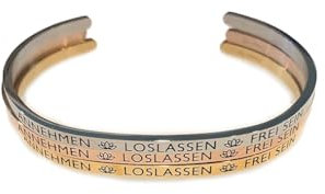 Eleganter Armreif Armband silber mit Mantra und Spruch bis ca. 16 cm. ANNEHMEN-LOSLASSEN-FREI SEIN