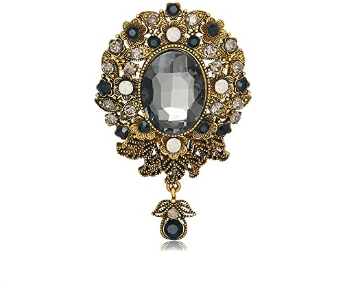 Broche vintage en forme de goutte de diamant pour femme et homme - Cristal élégant - Broche en forme de fleur - Épinglettes pour écharpe, boutonnière - Corsage pour vêtements, robes, chapeaux, sacs