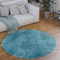 Paco Home Waschbarer Teppich Rund Wohnzimmer Kurzflor rutschfest Modern Flauschig Einfarbiges Muster, Grösse:200 cm Rund, Farbe:Türkis