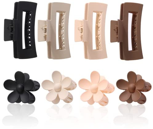 8 Stück Große Haarklammer Blumenförmige Rutschfeste Haarspange Rechteckig Haarschmuck Damen Matt Haarspangen Haarstyling-Zubehör für Frauen Mädchen