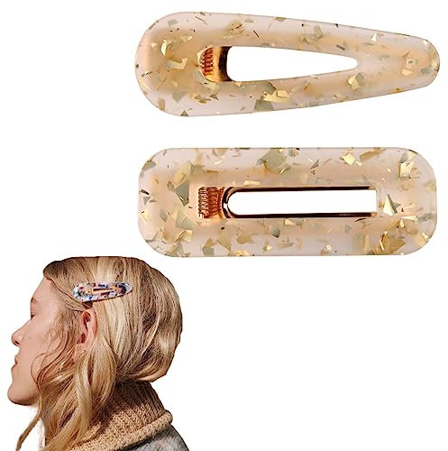 Traziewell Acrylic Resin Hair Clips Handmade Barrettes Marble Hairpins Glitter Crystal Geometric Hairpin Elegant Golden Hair Accessories for Women HC000116