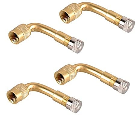 Milisten 4pcs Valve Extension Adapter for Car Motorcycle and Bike Metal Construction with Sealing Yellow Degrees