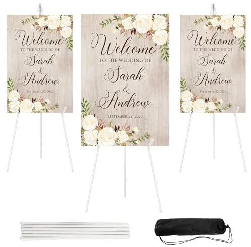 JEAWIWI Weiße Staffelei-Ständer für Hochzeitsschilder, 168 cm, leicht, verstellbar, Kunstposter-Board-Ständer für Ausstellung, Hochzeit, Willkommensschild, Metall-Staffelei zum Malen mit tragbarer