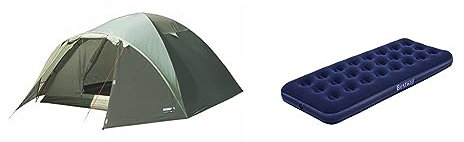 High Peak Kuppelzelt Nevada 3, Campingzelt mit Vorbau, Iglu-Zelt für 3 Personen & Bestway Luftbett Blue Horizon Single XL/Lo 185 x 76 x 22 cm