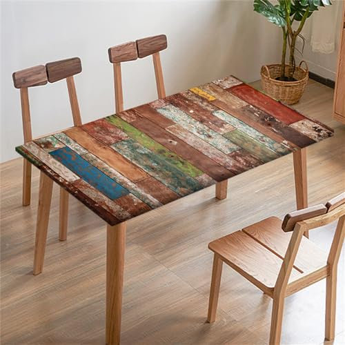 FANSU Arcobaleno Tovaglia Rettangolare Piazza Copritavolo con Bordo Elastico, 4/6/8FT Copritavolo Tavolo Panno per Esterno Sala da Pranzo Cucina Ristorante Giardino (140x80cm,Marrone)