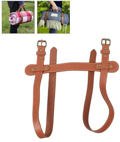 Fyearfly Picknick Deckengurt, PU Leder Tragegurt Yogamatte Tragegurt Mit Verstellbaren Löchern, Reißfester Tragbarer Teppichgurt Tragegurt Für Picknickdecke Travel Rug Yoga Teppich