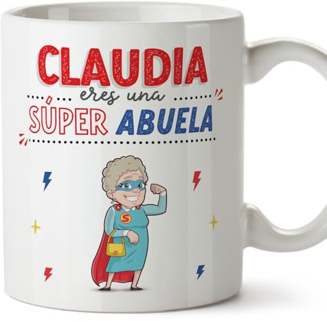 MUGFFINS Tazas Personalizadas para ABUELA - En Español - ¡Eres Súper! - 11 oz / 330 ml - Regalo personalizable original y divertido