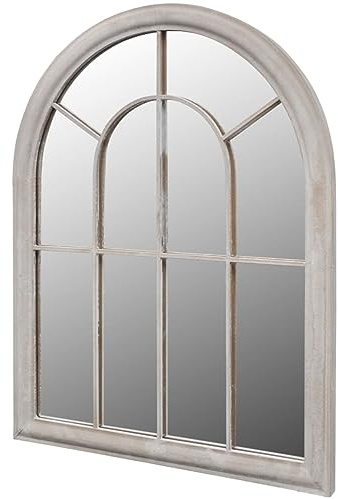 ARKEM Specchio da Giardino per Finestra da Chiesa, Arredamento Esterno, Effetto Pietra,Specchio da Giardino Rustico con Arcata 69x89cm Interni Esterni