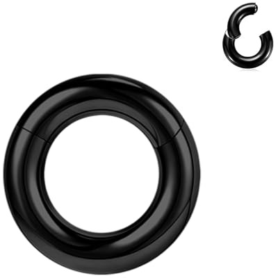 BodyAce Schwarz Segmentring Nasen Clicker 2G 4G 6G 8G 10G 12G PA Rings BCR | Helix Tragus Barbells Chirurgenstahl Nasenring Septum Piercings Schmuck