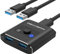 USB Switch, Bi-Directional USB Switcher, USB Splitter 1 in 2 Out/2 in 1 Out, Aluminum USB Switch 2 Computers Share 1 Device for Printer, Mouse, Keyboard, USB Sharing Switch with 2 USB 3.0 Cables