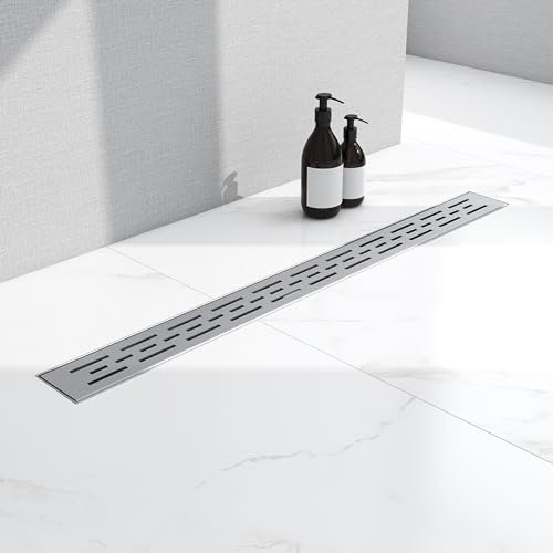 AICA caniveau de douche en acier inoxydable italien,siphon de drainage au sol en carrelage,réglable en hauteur avec désodorisant- Style 1-120 cm