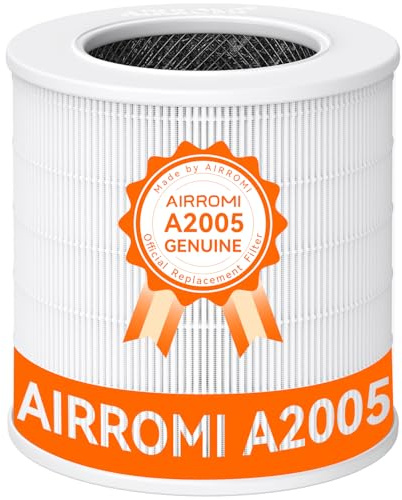 AIRROMI A2005 HEPA Air Purifier Replacement Filter, 3-In-1 Original Filter, Remove 99.97% of 0.3 Micron Particle 1 Pack White Activated Carbon 1Pack