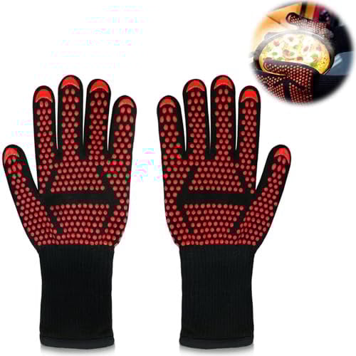 BBQ Grill Mitts, 1472°F Heat Resistant Gloves Fireproof Grilling,Grill Mitts for Outdoor Grill Kitchen Gloves for Cooking,Fire Gloves Heat Resistant Glove Cookout Essentials (Red Arrow)