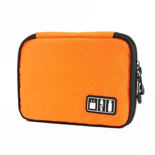 Feegow Electronics Accessories Organizer Bag, Travel Portable Cable Organiser Bag, Large Capacity Travel Gadget Bag (Orange)
