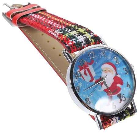 WRITWAA Weihnachtlicher Weihnachtsmann Armbanduhr Mit Strass-diamanten Lederarmband Modische Damenuhr Für Festliche Anlässe Und Für Weihnachten Einzigartiges Design