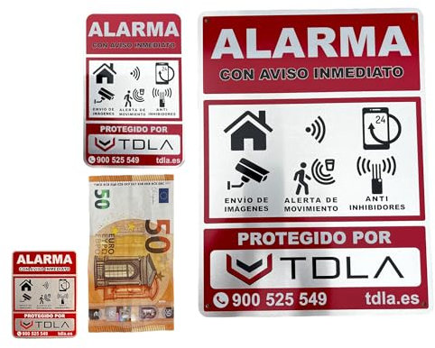 Pack Total Carteles alarma. NO PARECE REAL, LO ES. Autorizado uso TDLA. Cartel Zona Videovigilada - Señal Aviso Policia - Carteles Disuasorios - Interior Y Exterior - Tamaños 28X21CM-14X9CM-8X6CM