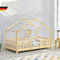 DELUKE® Kinderbett 70x140 cm Mila - mit Matratze, Lattenrost, Rausfallschutz | Hausbett Kinder Haus Bett Kinderzimmer Bodenbett Einzelbett Kinder Bett Klein Kinderbett | Braun
