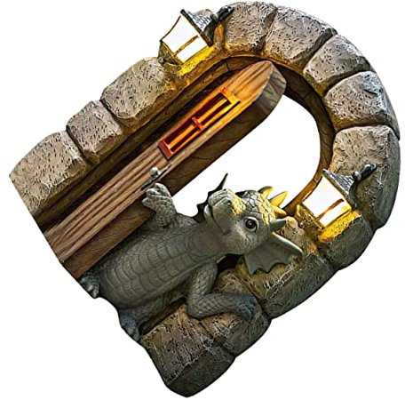 IWOWHERO Resin Drache Statue Wanddeko Meditierender Drache Kunstharz Figur Für Garten Balkon Und Innenräume Niedliche Deko Für Außenbereiche Wetterfest Und Pflegeleicht Als Für
