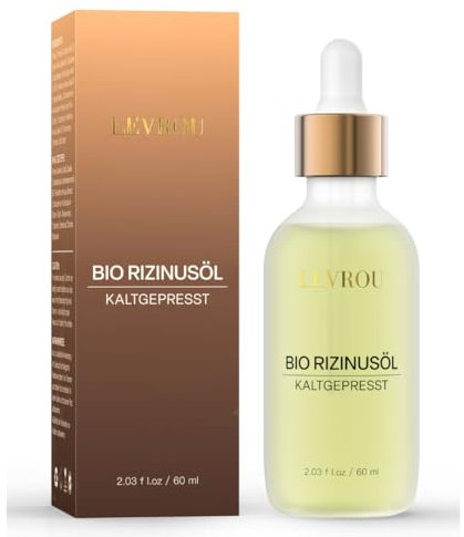 Rizinusöl kaltgepresst Bio | Levrou® | 60ml für Haare Wimpern & Augenbrauen Haut und Nägel |Pflegt die Haare | Castor Oil