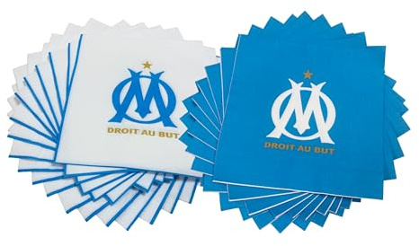 40 x serviette jetable OM - Collection officielle Olympique de Marseille - 33 cm