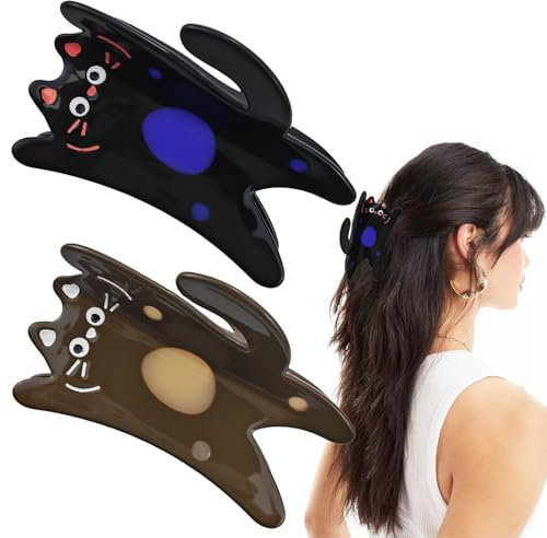 Lot de 2 pinces à cheveux en acétate de cellulose, pinces à cheveux amusantes en forme de chat debout, jolies petites épingles à cheveux pour femme, cheveux épais et fins
