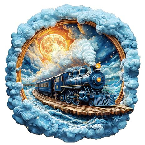 Holzpuzzle Erwachsene Moonlight Trajectory - 185 Teile Rundpuzzle Geschenkbox, Wanddekoration (Erwachsene/Kinder)
