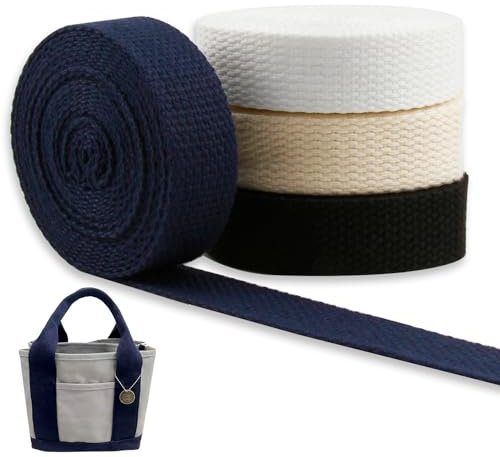 12m Nähen Twill Band 20mm Schwere Baumwolle Gurtband 4 Farben Natürliche Twill Band, Schweres Baumwollgurtband, Ideal für DIY, Handwerk, Schürzen und Nähprojekte, Robuste Fischgrätenstruktur