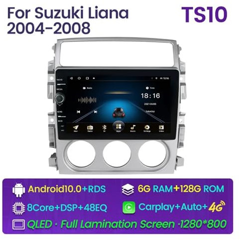 JINFOLI 9 2DIN Android10.0 autoradio Liana 2004-2008 Lecteur multimédia avec écran Tactile 2.5D IPS WiFi 2 Din GPS Lecteur DVD Système Audio stéréo de Voiture(TS10 6G 128G)