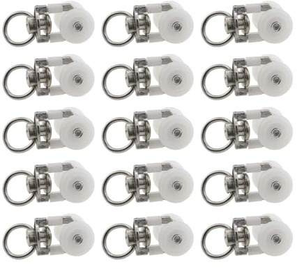 ZQIY 15PCS Curtain Track Roller Hook Curtain Guide Pulley Plastic Ceiling Slider Window Rod Double Wheel Roller Bracket Small Suspension Wheel Curtain Accessories Curtain Track Auxiliary Wheel White