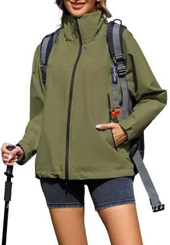 Durio Regenjacke Damen Wasserdicht Leicht Atmungsaktive Windbreaker Jacke mit Kapuze Fahrradjacke Fahrrad Sport Outdoorjacke für Frauen